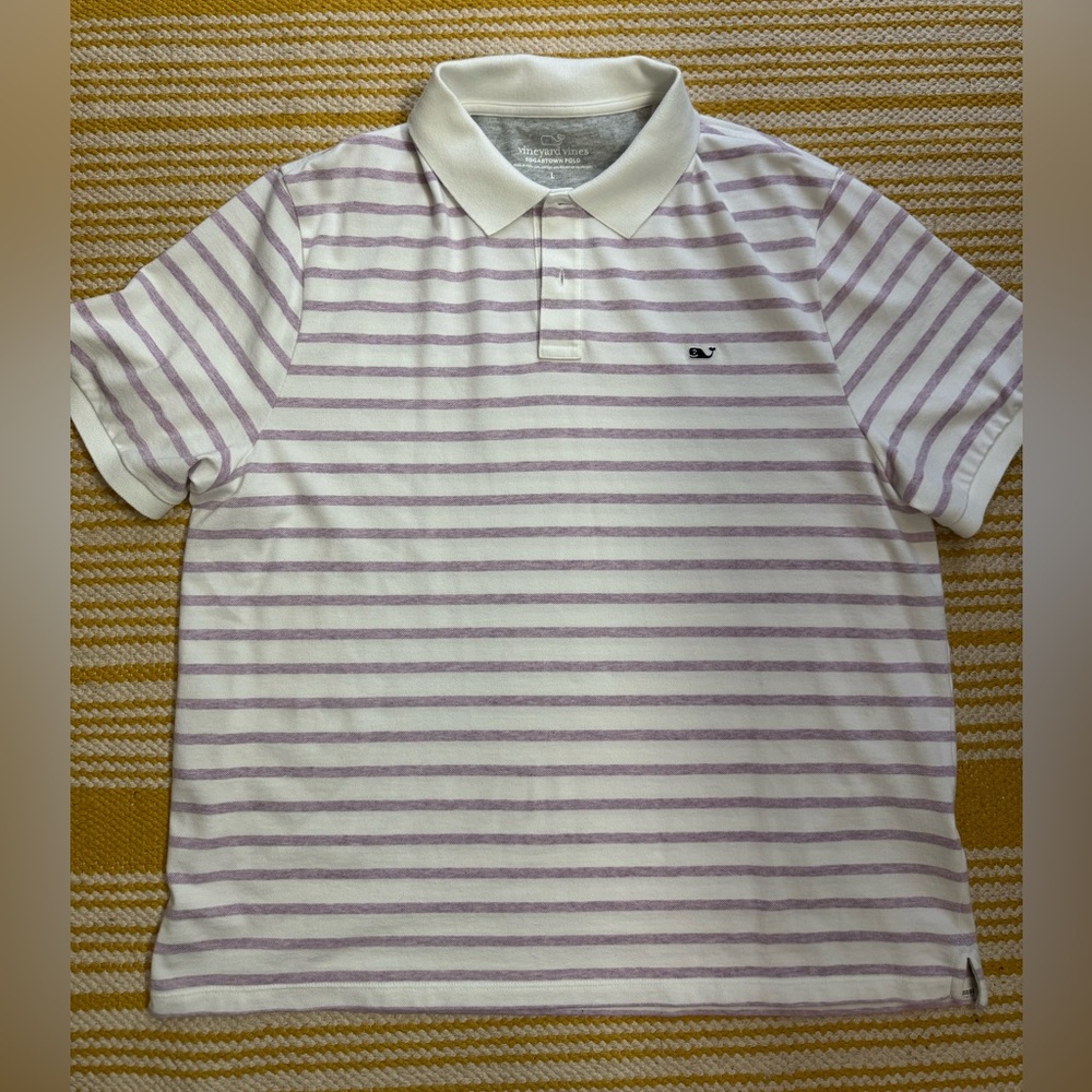 Vineyard Vines Lavender and White Striped Polo
